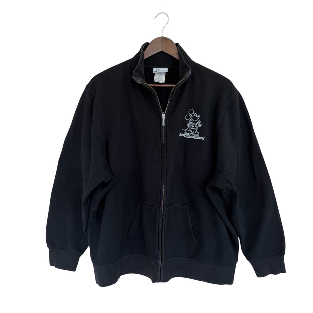 Disney Parks Black Full Zip Embroidered Mickey Mouse Jacket - 2x